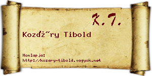 Kozáry Tibold névjegykártya